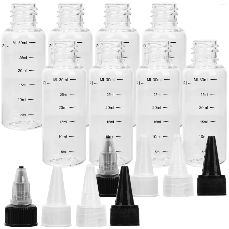 Ensembles de vaisselle 8 PCS Bouteilles de bouteille d'huile graduées pour le bricolage Rechargeable Condiment Eater Eau Plastique