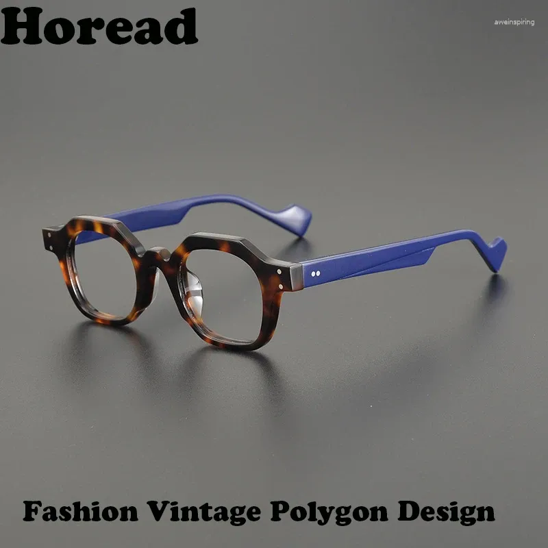 Lunettes de soleil Frames Fashion Polygon Glunes à acétate Cadre Men Femmes Designer de marque vintage Myopie Eyeglass Prescription Eyewear Gafas