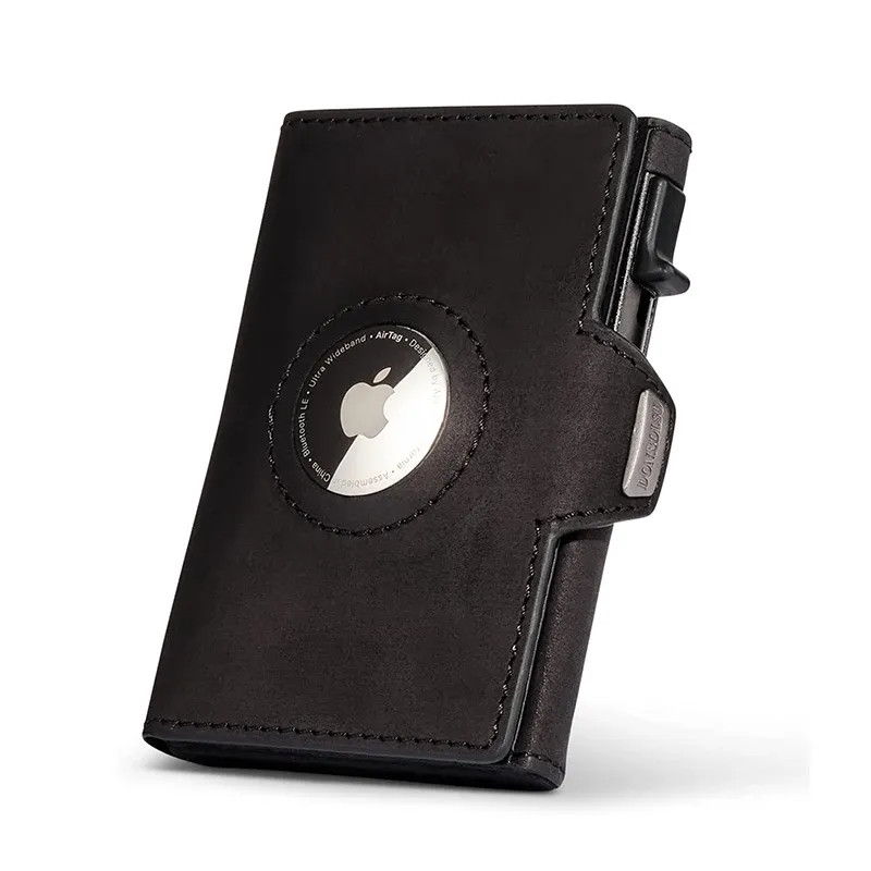 ウォレットUltrathin Mensleather Wallet with RFID Protection Push Up Card Holder with Apple Airtagカバーなし