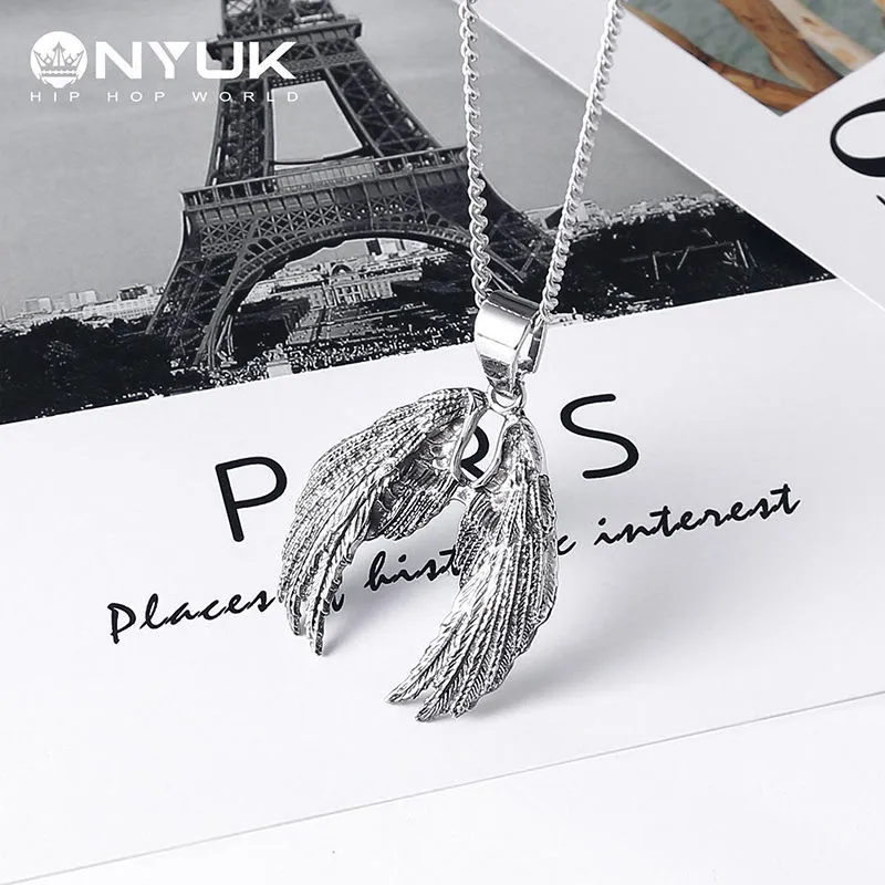 Hiphop vleugels zilveren kettingontwerper hanger ketting nieuwe stijl trendy cool cadeau sieraden roestvrijstalen ketting mode mannen vrouwen luxe persoonlijkheid ketting choker choker