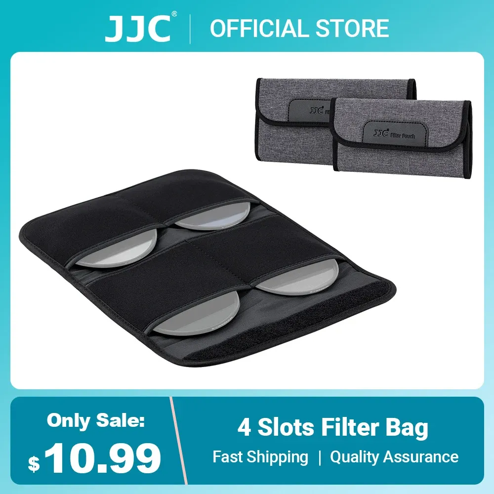 Carteiras JJC 4 Slots Lente Filtro Bolsa de Filtro de Câmera Durável Poliéster UV ND Bolsa de filtro CPL 49mm 52mm 55mm 58mm 62mm 67mm 72mm 77mm 82mm