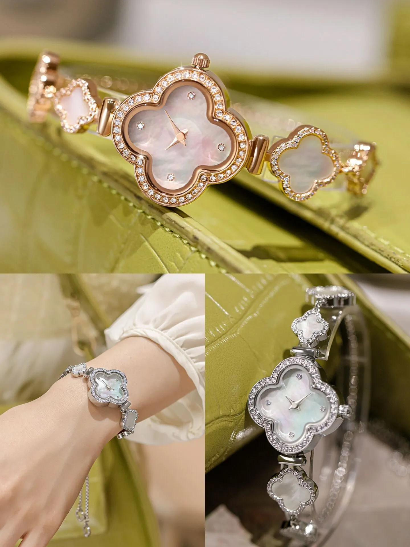 Orologi da donna di lusso da donna da donna da 28 mm Diamond a quattro foglie Designer Girls in acciaio inossidabile inossidabile clssic womenwatch per regalo per feste