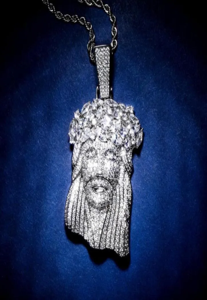 Collier pendentif glacé de haute qualité Grand Jésus pendentif Gold Silver Collier Hip Hop Collier Bijoux8916422