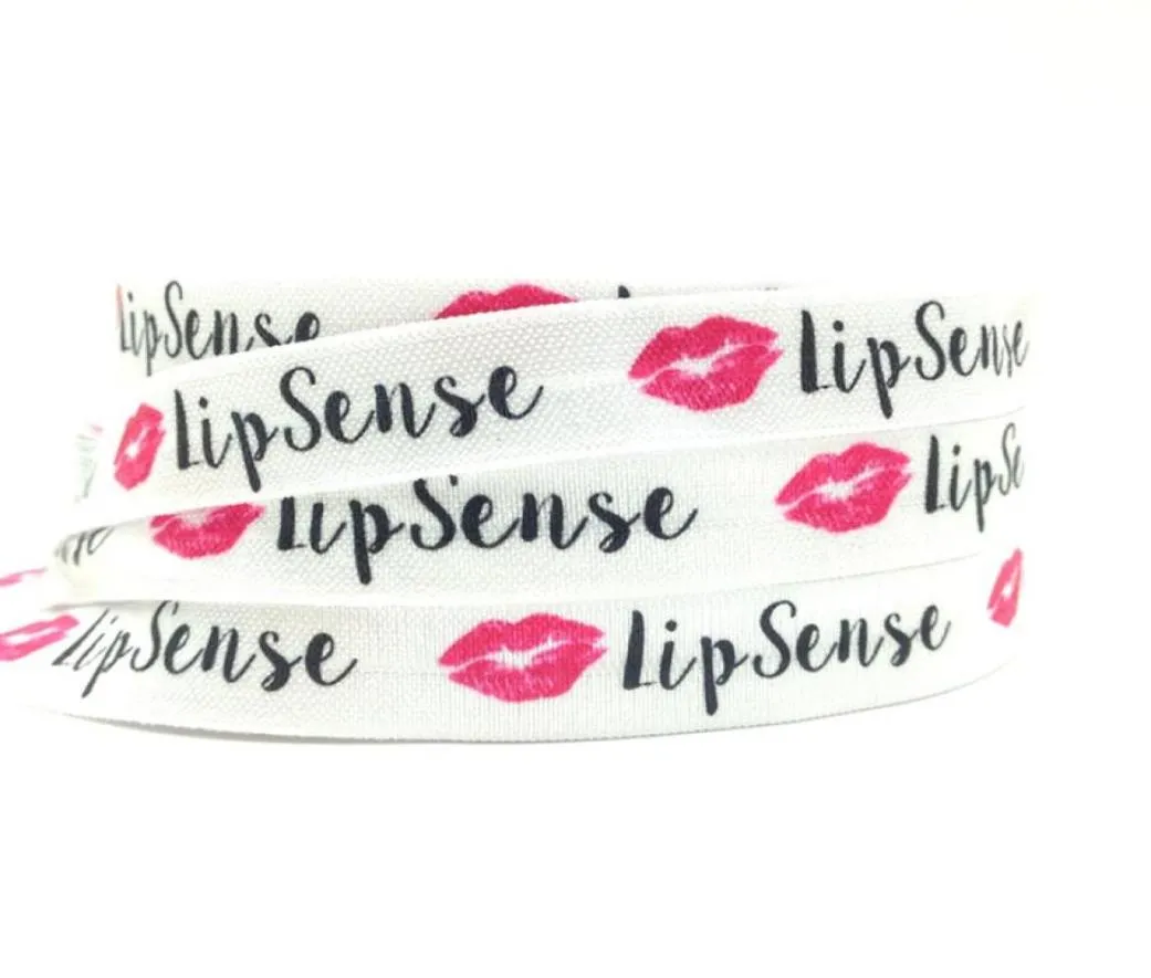 5 8 Lip Sense Print Fold Over Elastic Whole Lips Printed Foe Elastic Tape Ribbon Webbing for Girls Pony Tail Holder Hair Tie Brace7908236