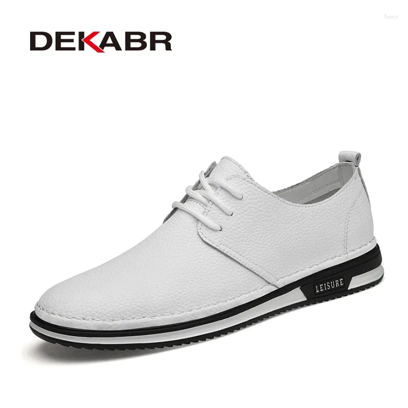 Scarpe casual Dekabr Slip Leather Men Lace-Up Guida comodi moca