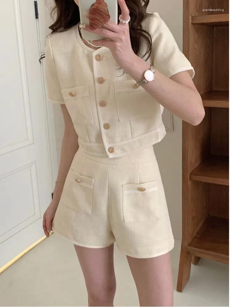 Suits-survêtements féminins 2024 Été Small Fragrant Tweed Twoed Two Piece Set Femmes Tenue de style Corée