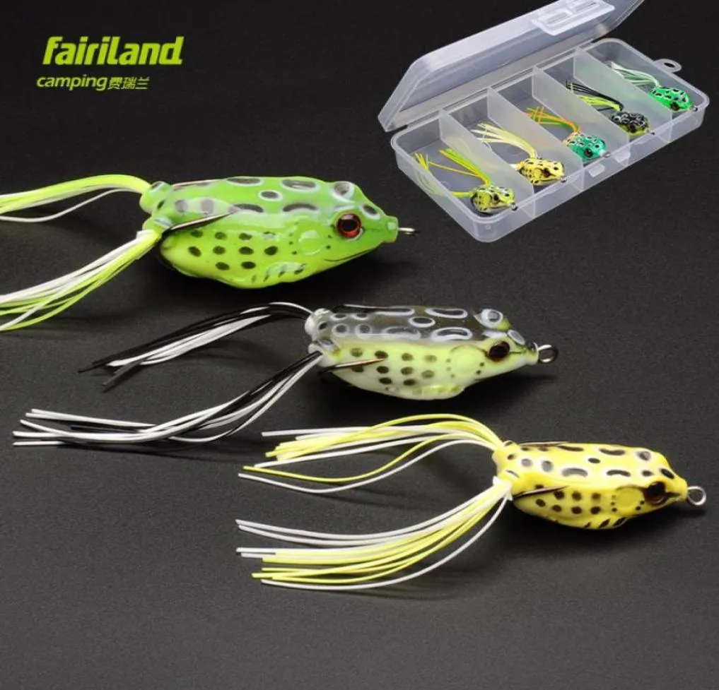 5st Fairiland Soft Rubber Frog Fiske Lure 4CM5CM57CM Topwater Soft Grod Bait W Bet Box Fishing Accessory 90192498152916