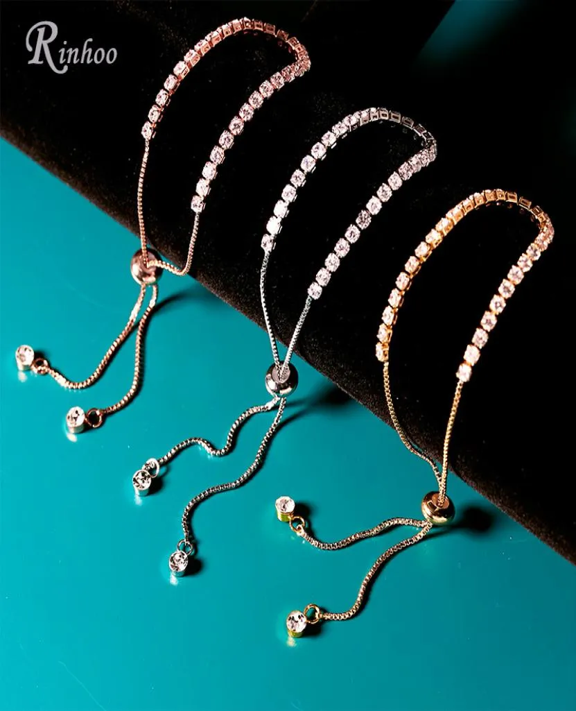 Rinhoo Charm Solid Srebrny kolor kryształowy kryształowe bransoletki biżuteria dla kobiet lady ślubna panna młoda Prezent 5661450