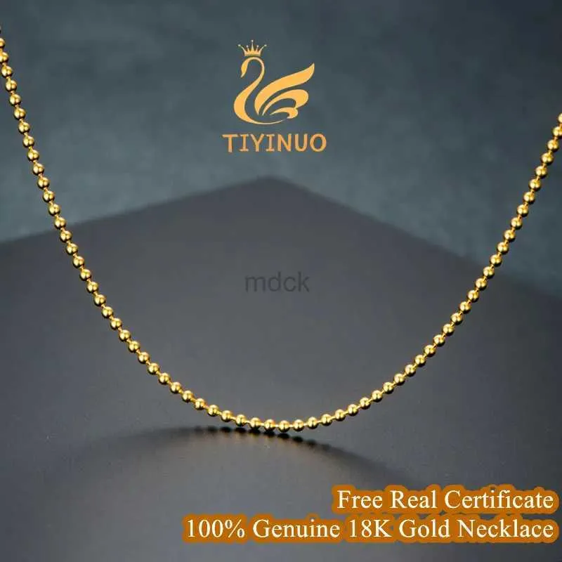 Pendant Necklaces TIYINUO Authentic AU750 Real 18K Gold Beads Chain Necklace For Woman Fine Jewelry Exquisite Birthday Gift Present Free Shipping 240419