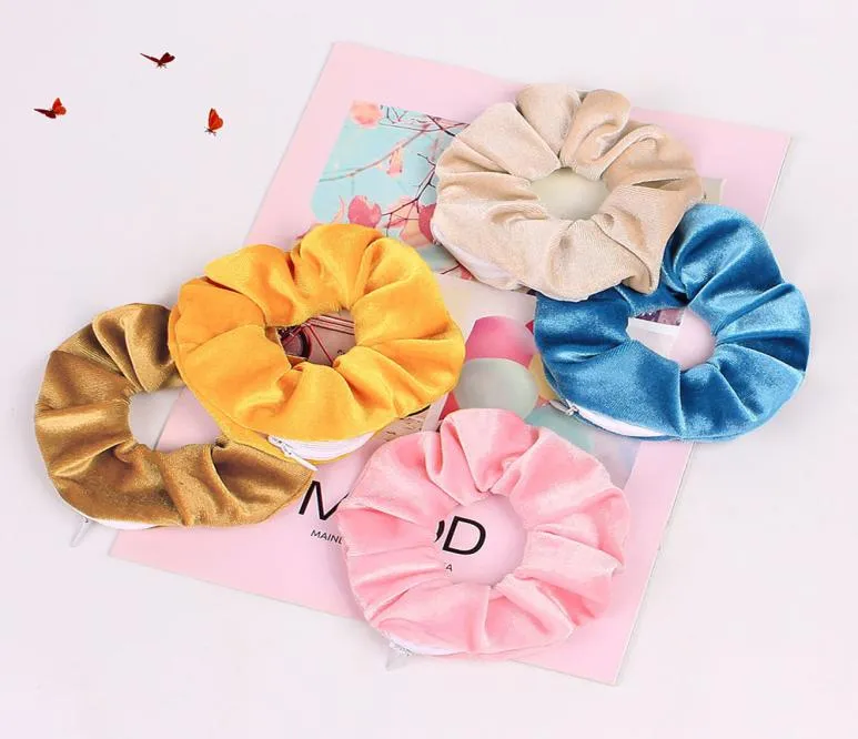 Spring Summer Hair Scrunchie Pocket Pocket Opaska na głowę Kobiet Elastyczne opaskę do włosów Kucyt Hair Hair Tie