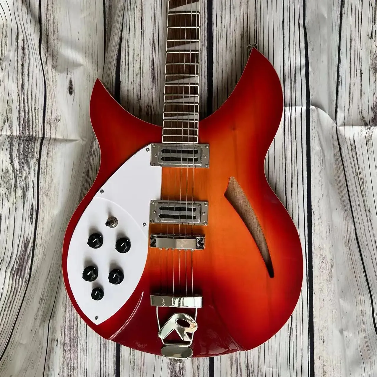 Ric Bac 330 Guitar, Semi Hollow Body, Cherry Sunburst Color, Rosewood ...