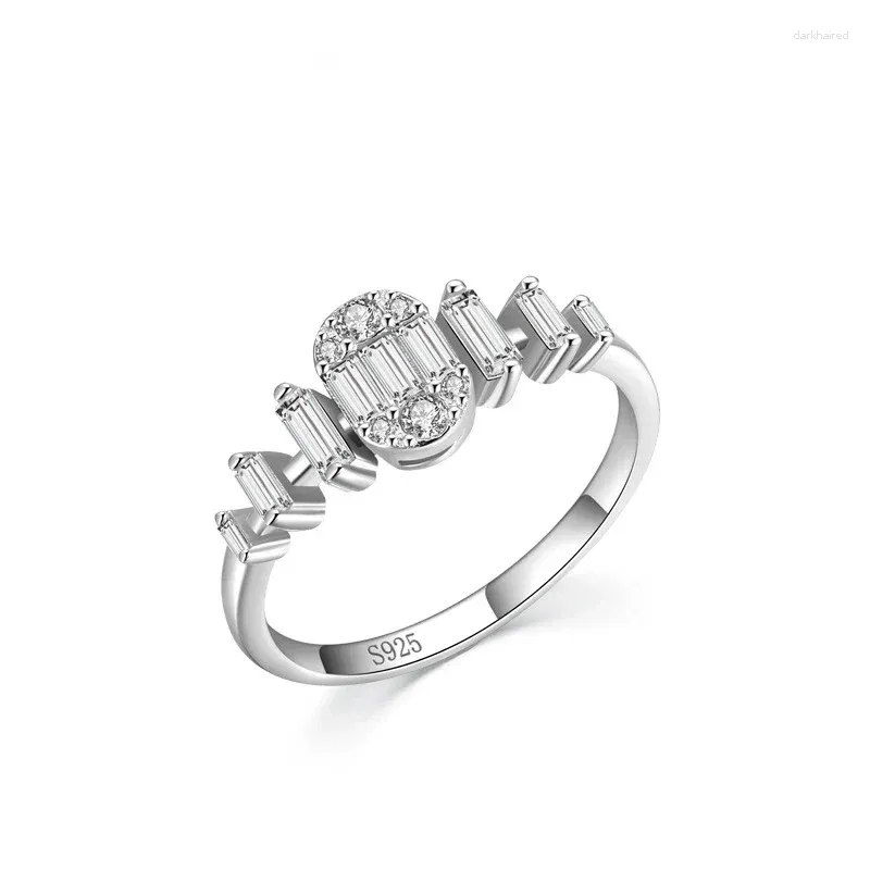 Cluster Rings STLS925 Серебряное серебро полное набор сахарного бриллиантового кольца для женской моды Instagram закрыто рот ineurope и America
