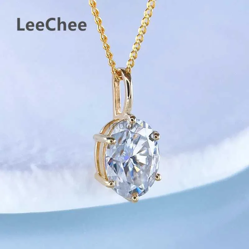 Pendant Necklaces 18K Gold Moissanite Pendant Real Au750 Necklace 1.5CT 6*8MM Oval Lab Diamond Fine Jewelry for Girl Party Gift with Certificate 240419