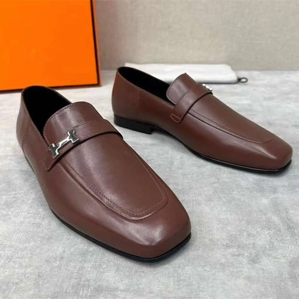 Skor klänning trendig brittisk läder mocka mjuk andas en fot loafers high-end sole fashionabla för män