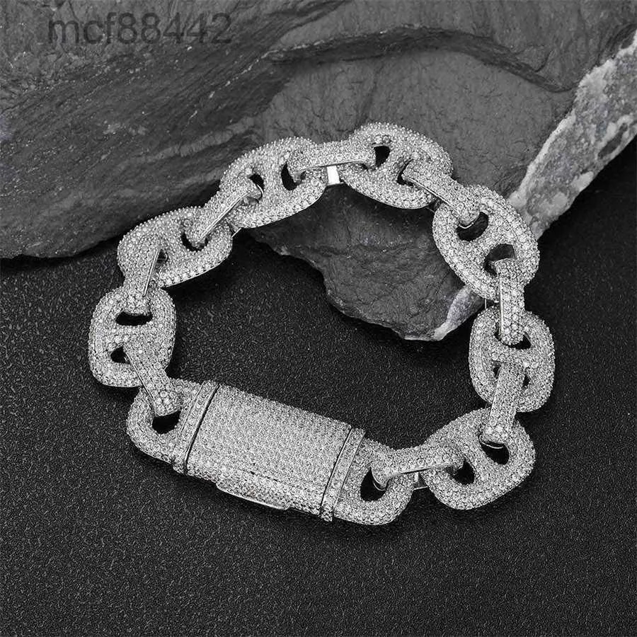 Хип -хоп 16 -миллиметровый свиновод пузырьки носа кубинская цепь циркона браслет ювелирные аксессуары Мужские