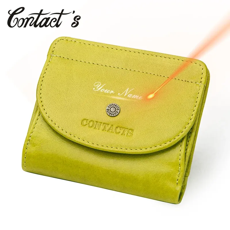 Wallets Contact's Free Engraving Fashion Mini Wallet Genuine Leather Coin Purse Women Short Wallets Small Money Bag for Ladies Unisex