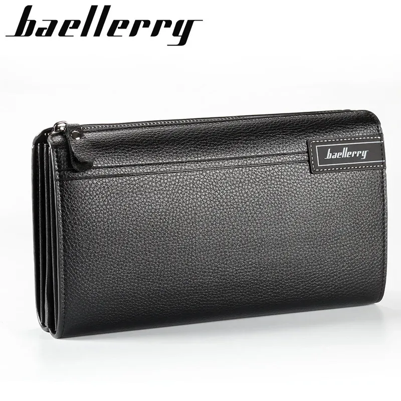 Plånböcker Baellerry Famous Brand Men Wallet Lång koppling Handy Bag Moneder Manlig läderväskor Herrkopplingsväskor Carteira Masculina