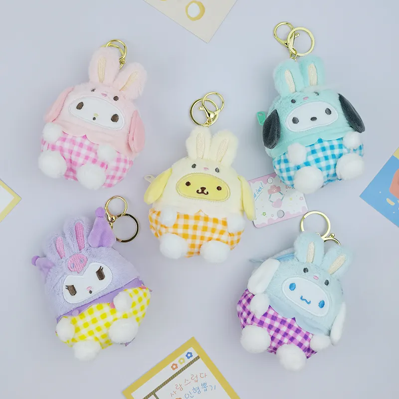 Netizen Checkered Rabbit Series 3, colgante de billetera cero de Liou Kuromi, bolsa de almacenamiento de niñas, llavero de muñecas