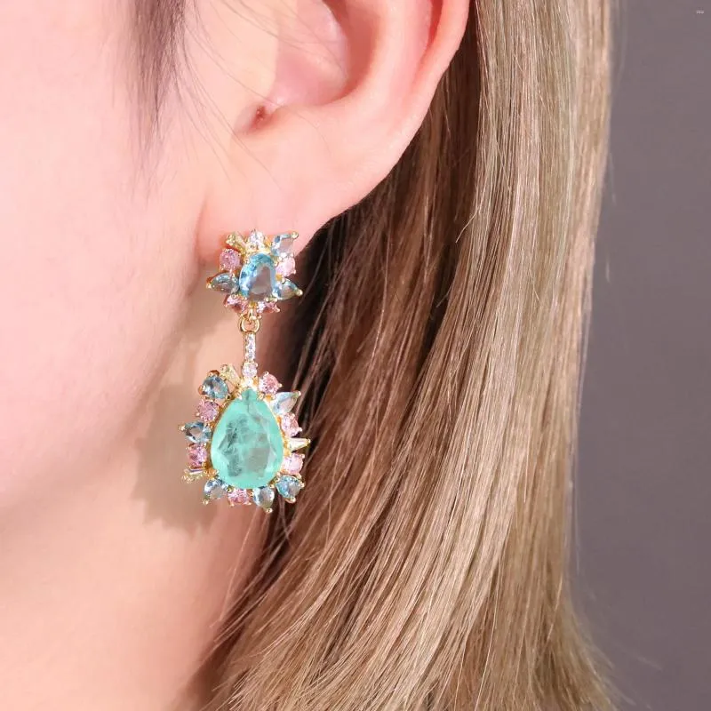 Boucles d'oreilles en peluche couleur artificielle saphir mer bleu fashion élégant luxe luxe douce de haute qualité