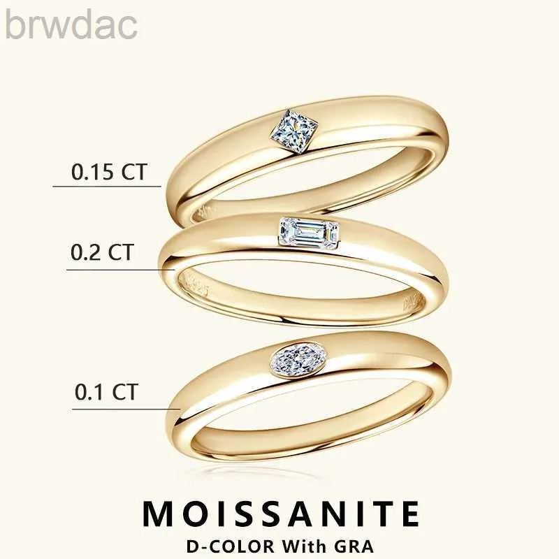 Solitaire Ring Lnggy Princesse ovale Emerald Cut Moisanite Ring 925 STERLING Silver Halo Anneaux de fiançailles pour femmes Couples Bijoux de mariage D240419