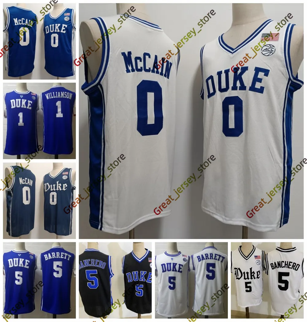 NCAA Duke Blue Devils College Basketball Jerseys 0 Джаред Маккейн 5 Paolo Banchero 1 Williamson 2024 Men