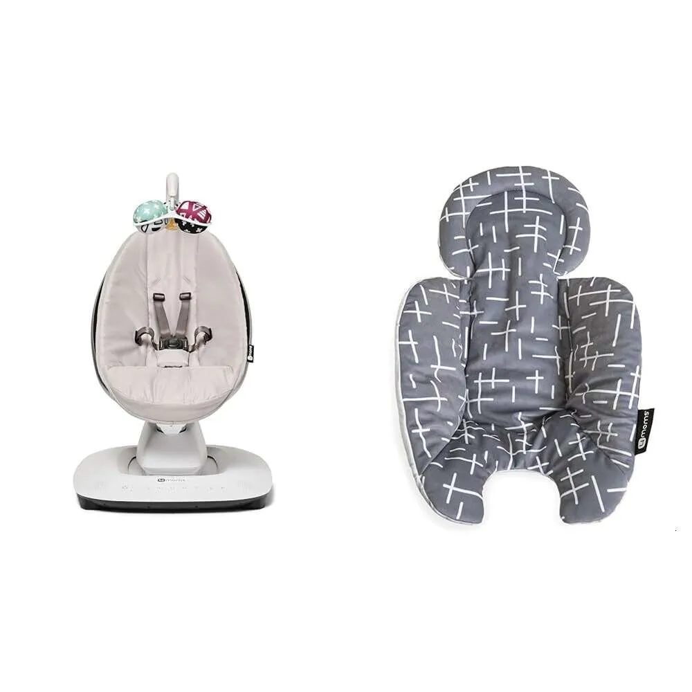 4MOMS MAMAROO Baby Swing Rockaroo Insert - نسيج أفخم قابل للعكس ، 5 حركات ، قابلة للغسل الآلة