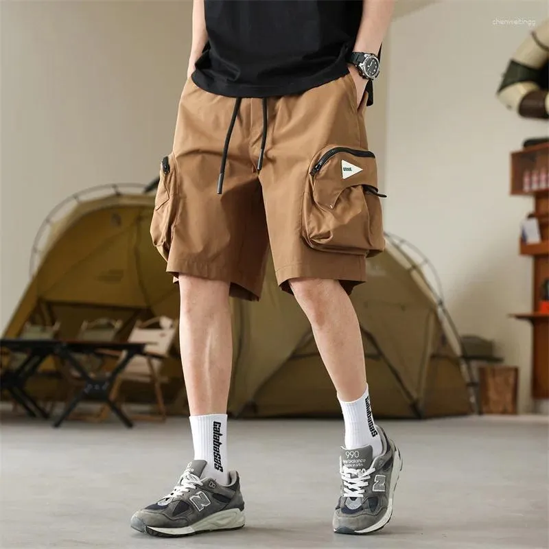 Short masculin harajuku hommes japes japas de style lâche vintage occasionnel vêtements 2024 cargaison de taille élastique