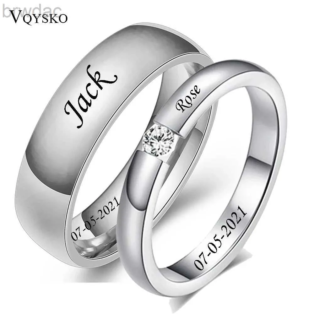 Solitaire Ring Custom Stainless Steel Wedding Couple Rings for Women Men Engagement Bands CZ Stone Puzzle Solitaire Party Ring Jewelry Gift d240419