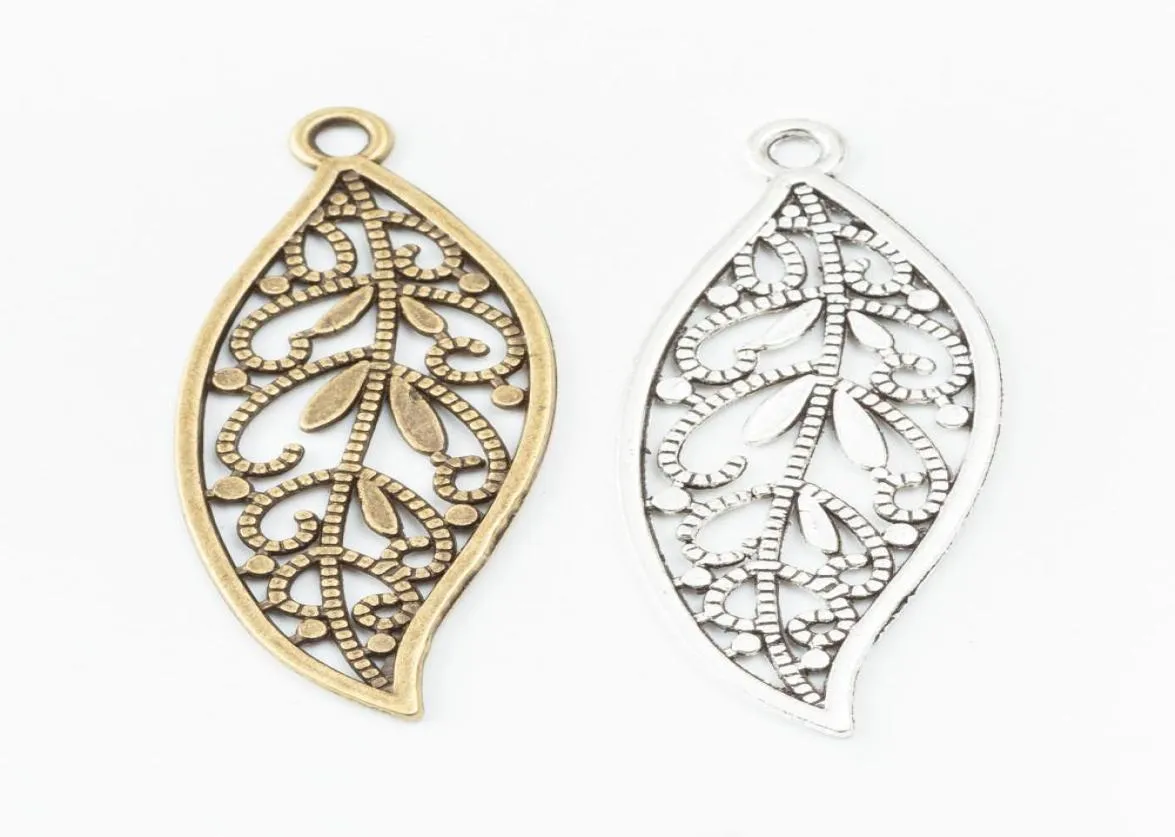 50st 4317mm Antique Silver Color Leaf Charms Vintage Bronze Leaf Pendants For Armband Earring Halsband DIY SMYCKE Making8480919