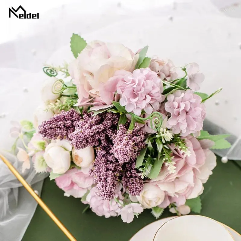 Decorative Flowers Artificial Silk 1 Bunch Peony Rose Floral Bouquet Mixed Fake Arrange Table Wedding Decor Party Accessories Flore