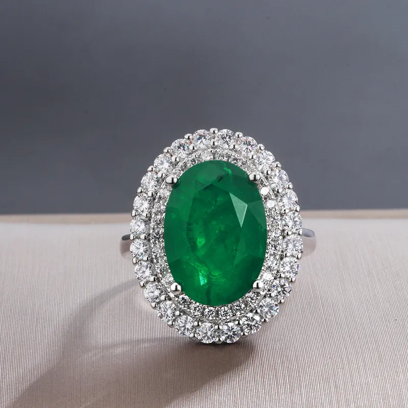 Biżuteria Vintage Pierścień naśladuje Emerald Paraiba Kolor Temperament Pierścień