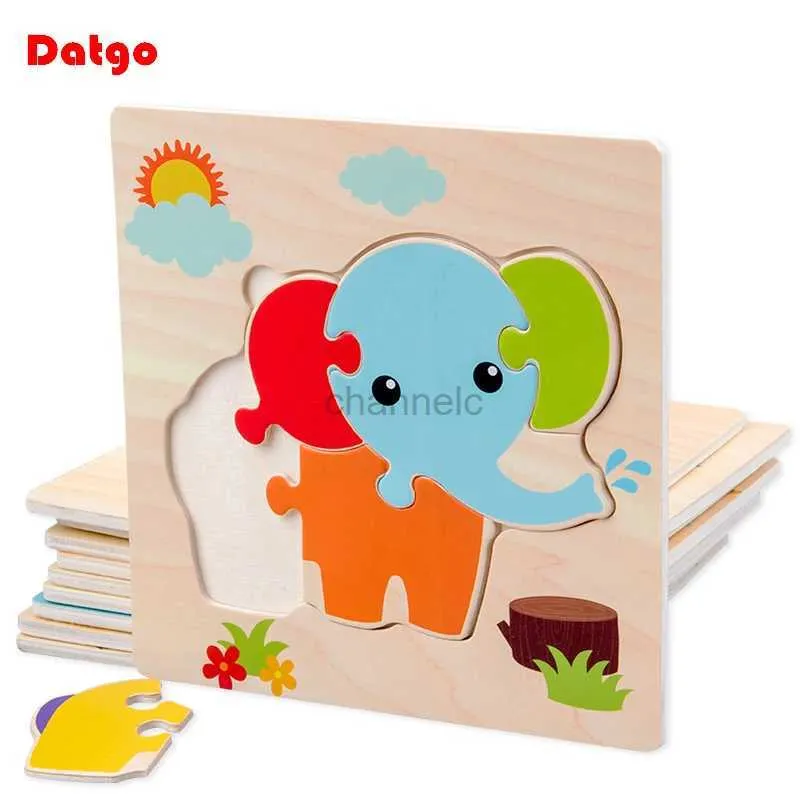 Puzzle 3d baby legno puzzle 3d tangram forma apprendendo il cartone animato educativo di intelligence animale giocattoli per bambini regalo 240419