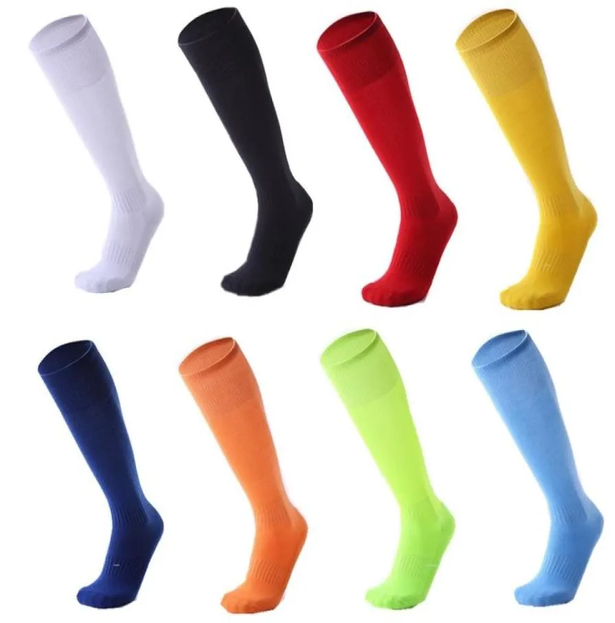 New Men Momen Sports Sports Soccer Socks Pure Color Football Profissional Remornável Treinamento de Kneehigh Treinamento Longo Sock1309276