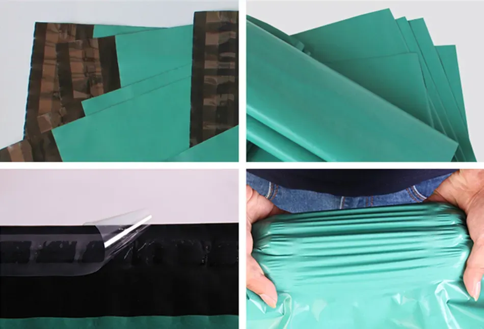 17x30cm Green poly mailer shipping plastic packaging bags products mail by Courier storage supplies mailing self adhesive package pouch 