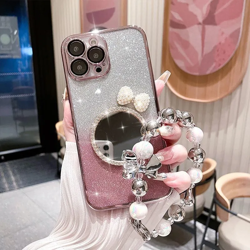 free shipping Cell Phone Cases bling With a mirror fashion Rhinestone Case Anti-drop iphone 15 14 13 12 11 pro max With Lens Film Protective Case Cover Shell diy