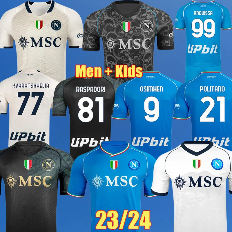 23 24 Maglie da calcio Napoli Limited Halloween Maglia Napoli 2023 2024 Jesus Zielinski Kvaratskhelia Kids Calcio Shirt Osimhen Raspadori SSC Napoli Maillots Foot