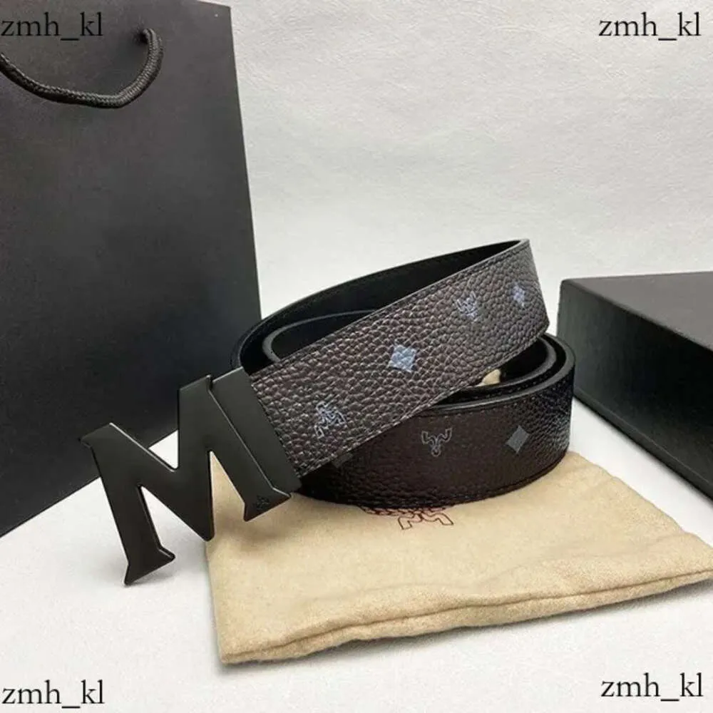 MCM1688 BELE Fashion Bredd 3.4 cm Letters Wholesale Metallic Belts äkta läderföretag Vintage Woman Outdoor Casual High Quality Man Luxury Designer Belt 674