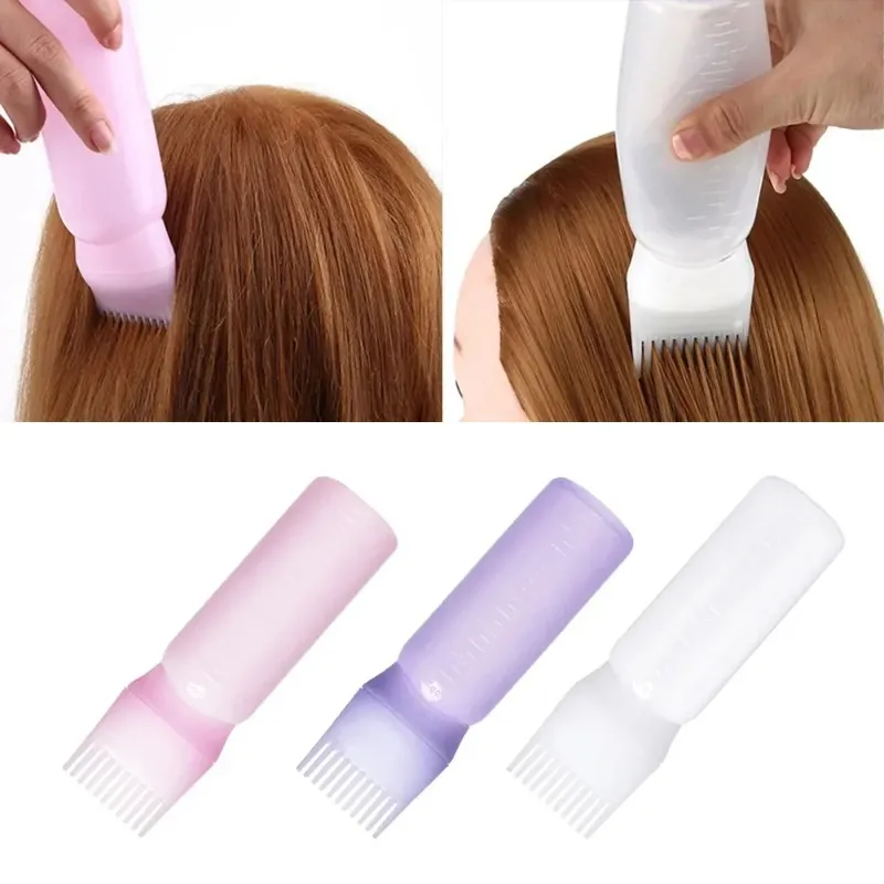 170ml Plastic Hair Dye Shampoo Bottle Applicator with Graduated Brush Dispensing Kit Salon Hair Coloring Dyeing Styling Tools