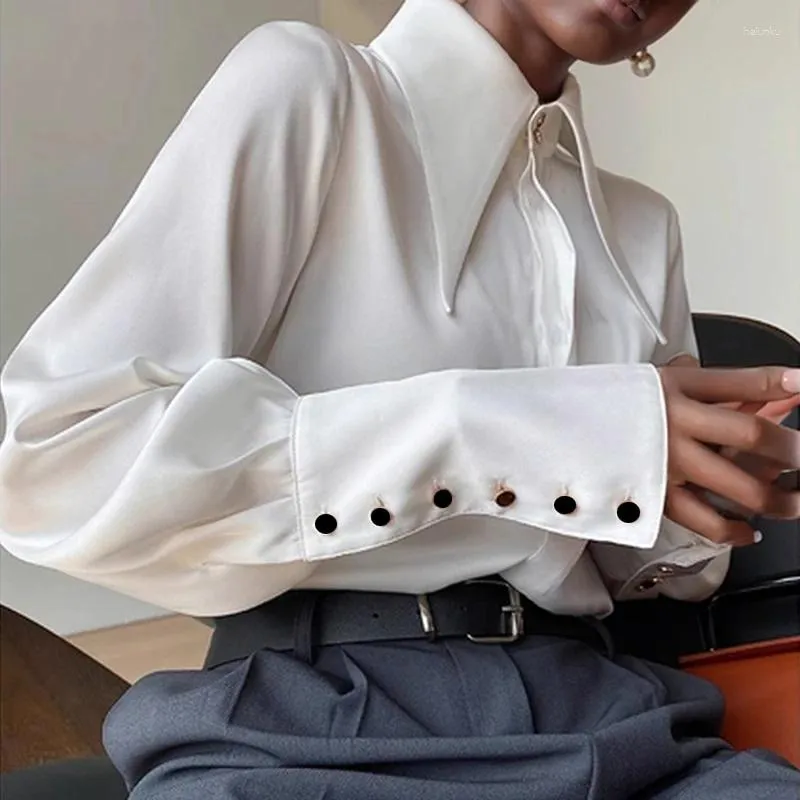 【新品】imperf Vintage Satin Shirt Ecru Vintage Women Cream Satin Blouse Size M Ecru Satin Shirt