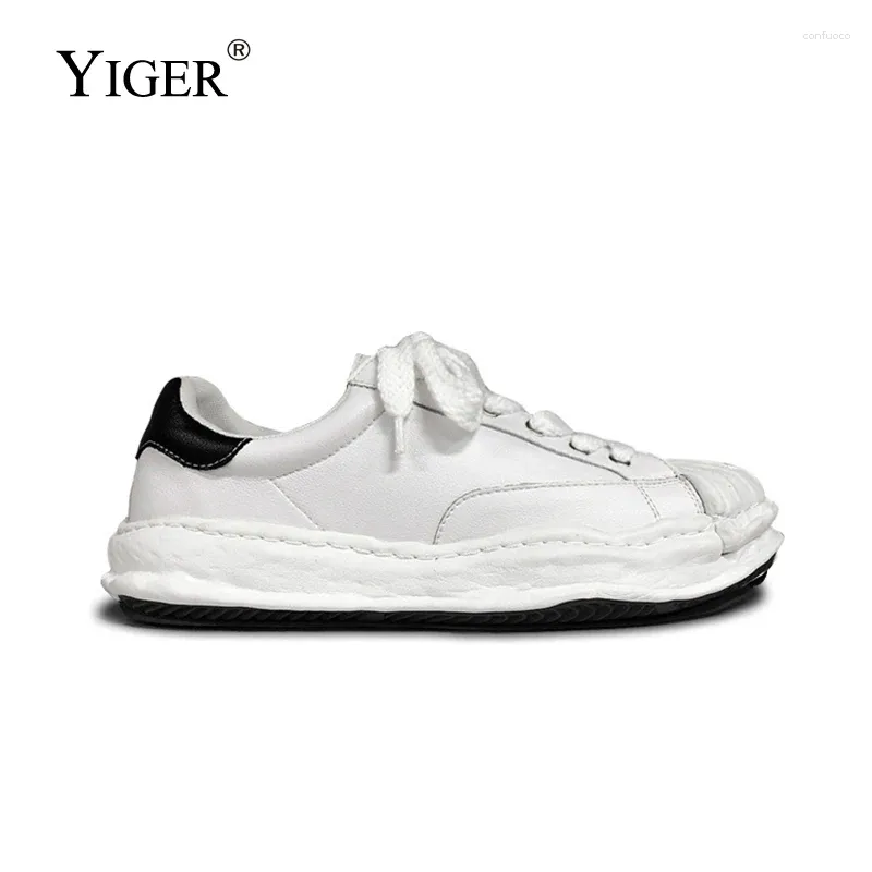 Casual Shoes Yiger Men sneakers Spring Par Shell-Toe Leather Platform Retro Men Mihara Kangyu Lös 2024