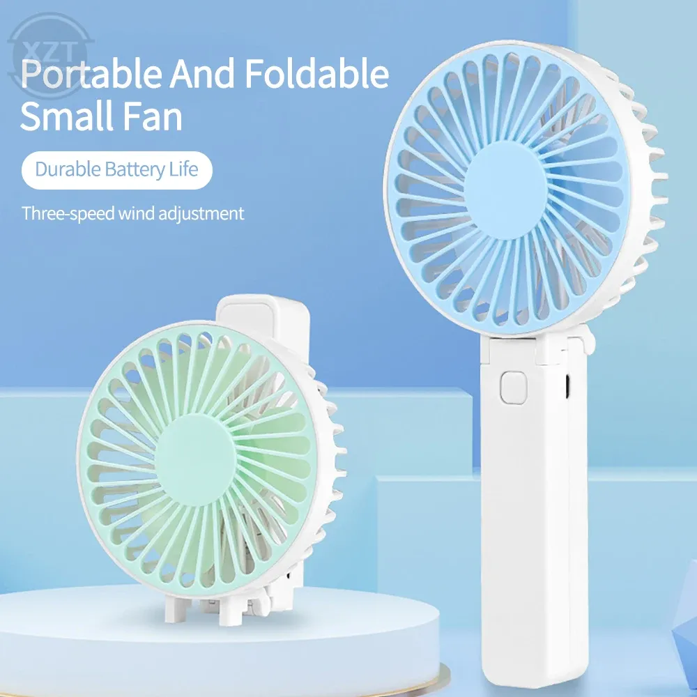 Podkładki przenośne wentylatory ręczne do ładowania USB Składany mini pulpit klimatyzator Cooler Outdoor Fan Fan Fan Travel Hand Fan