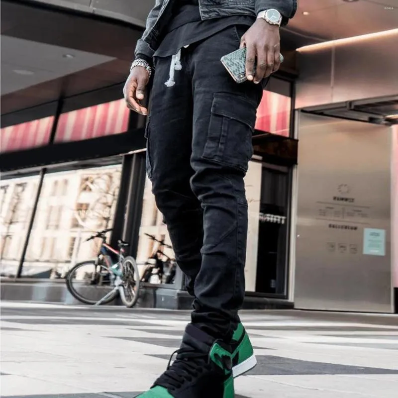 Mens Slim Fit Straight Denim Skinny Cargo Pants Men With Buckle Zipper Closure And Multi Pockets Fashionable And Casual Streetwear From Sunace 27.42 DHgate.Com