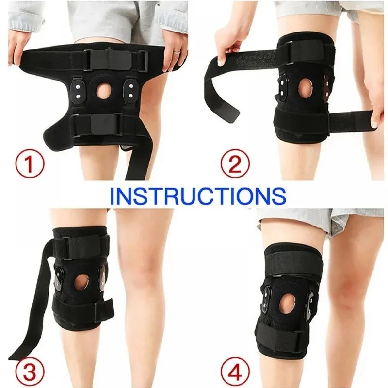 Hinged Knee Brace Adjustable Knee Support with Side Stabilizers of Locking Dials for Knee Pain Arthritis Meniscus Tear