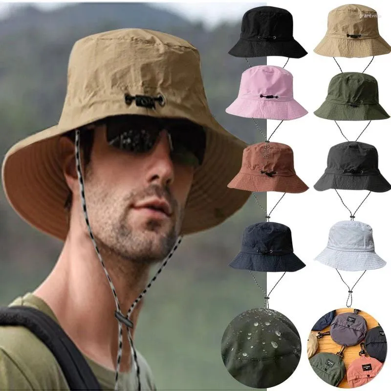 Berets 2024 Sommersonnenhüte UV Schutz Outdoor Eimer Kappe für Männer Frauen Wandern Camping Visor Hut falten Fischer