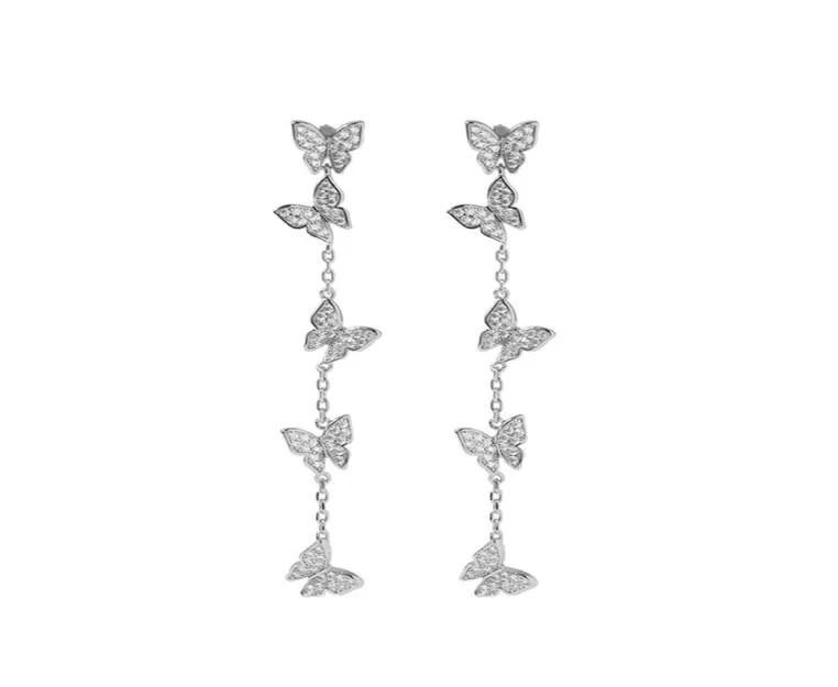2021 Beautiful Exquisite Diamond Four Leaf Clover ButterflyTassel Dangle Earrings 18K Gold S925 Silver for Van WomenGirls Wedding3531842