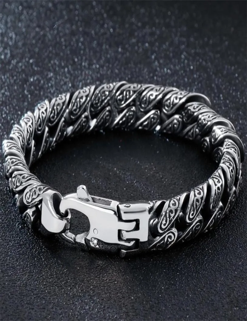 Bracciale in acciaio inossidabile massiccio per uomo Braccialetti a catena di collegamento da uomo braccialetti di metallo braccialetti a mano bracciali regali di gioielli a mano fidanzato 2202226034881