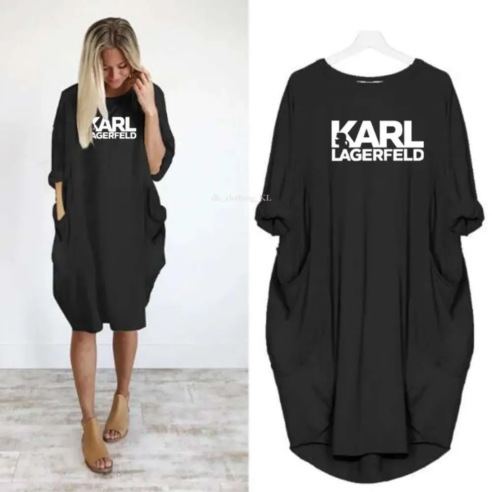 Klänningar kvinnor Karl Lagerfield Woman Dress Designer Letters Karl Loose Letter Luxury bekväm och högkvalitativ vår sommar stor storlek 4xl 5xl plus kläder 829