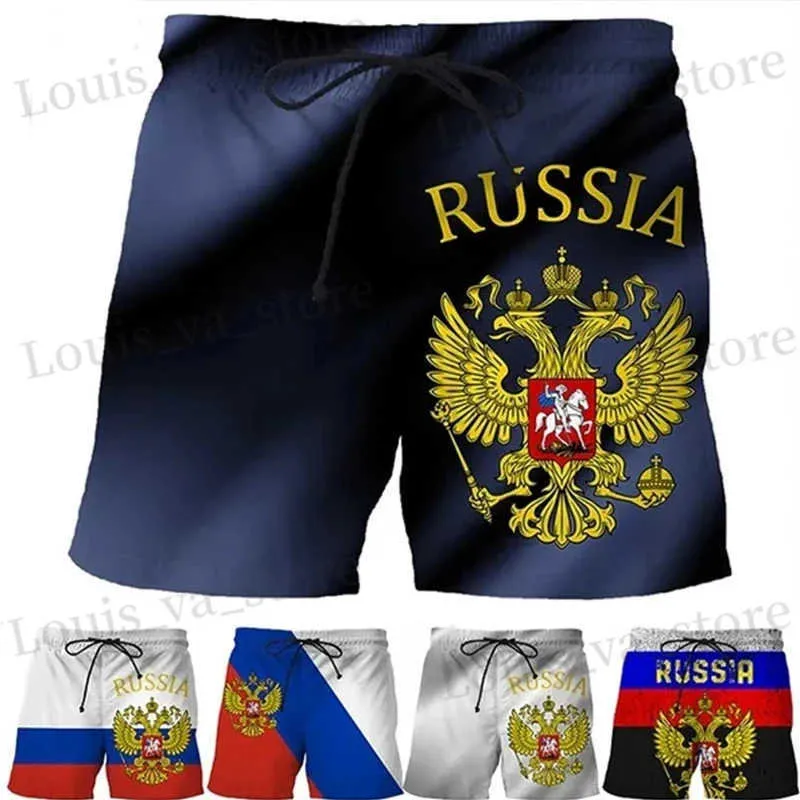 Heren shorts Russische vlag Emblem korte broek mannen Holiday 3d Print Nieuw Fashion Swimsuit Homme 2024 Casual STRT oversized mannelijke ijs shorts T240419