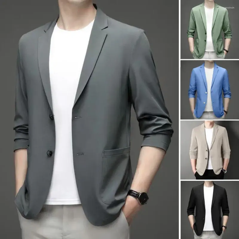 Giacche da uomo Elegante giacca da uomo vestito Elegante cappotto di business per estate formale con bottoni doppi lavori solidi