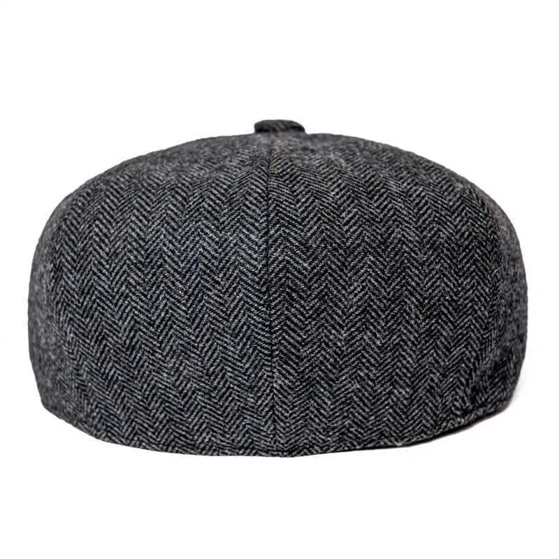 Ball Caps Jangoul Newsboy Caps News Mass Men Wool Blend Flat Cap 8 Pane Hat Drive Hats z guzikami przednie czapka gatsby dla mężczyzny